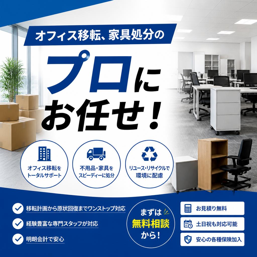 オフィス移転、家具処分のプロにお任せ！