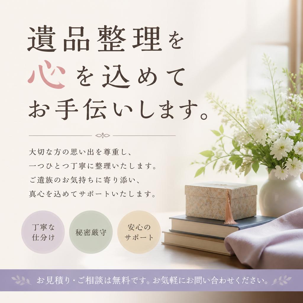 遺品整理を心を込めてお手伝いします。