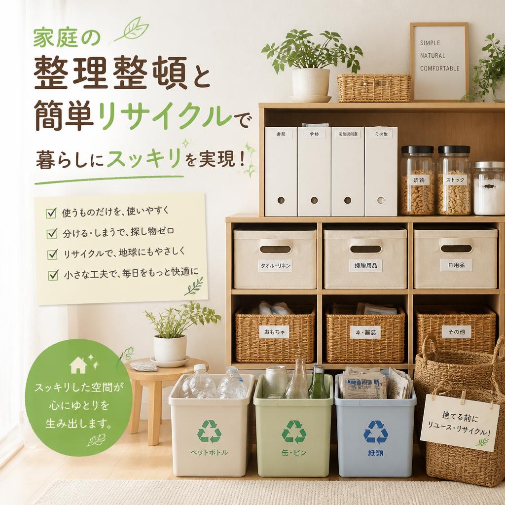 家庭の整理整頓と簡単リサイクルで暮らしにスッキリを実現！
