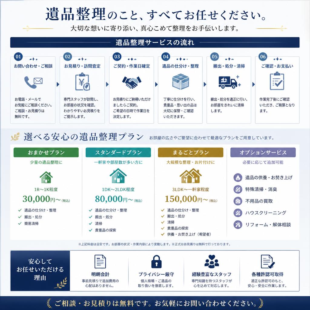 安心保障された整理サービス