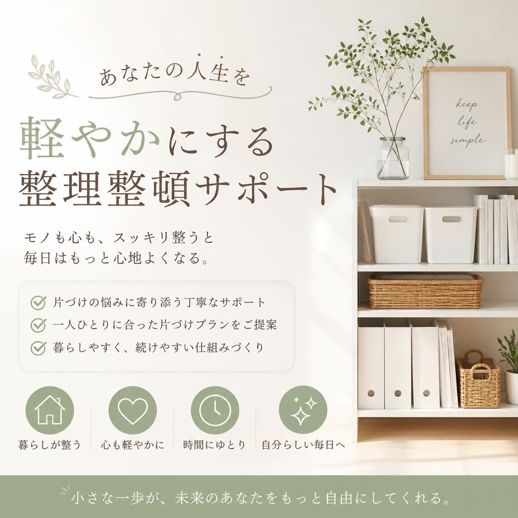 あなたの人生を軽やかにする整理整頓サポート