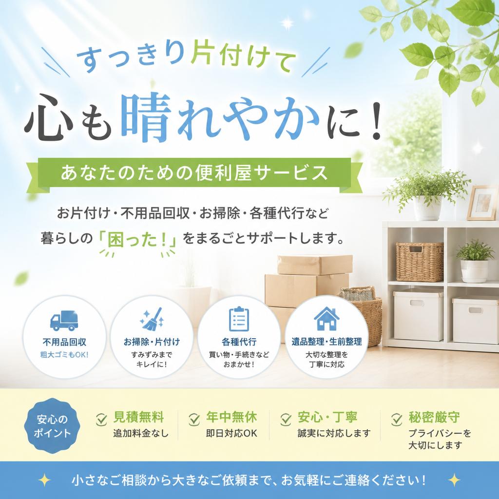 すっきり片付けて心も晴れやかに！あなたのための便利屋サービス