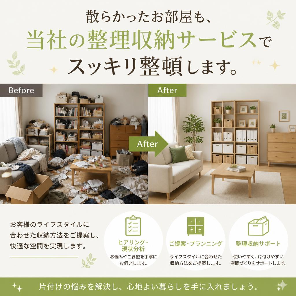 整理収納サービスで効率的に片付け