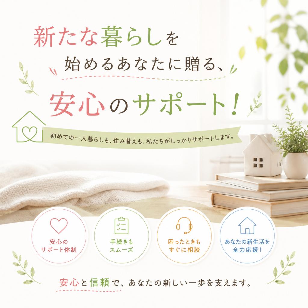 新たな暮らしを始めるあなたに贈る、安心のサポート！