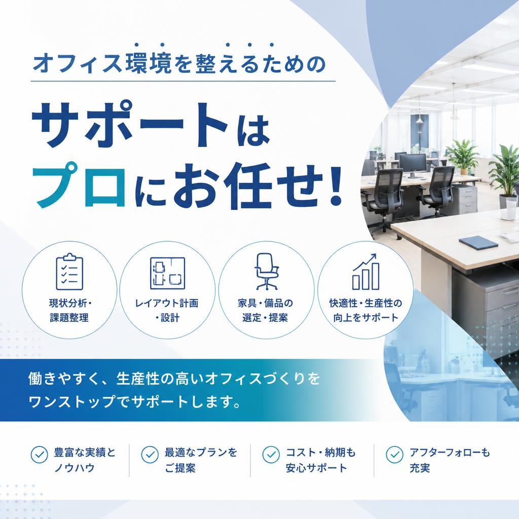 オフィス環境を整えるためのサポートはプロにお任せ!