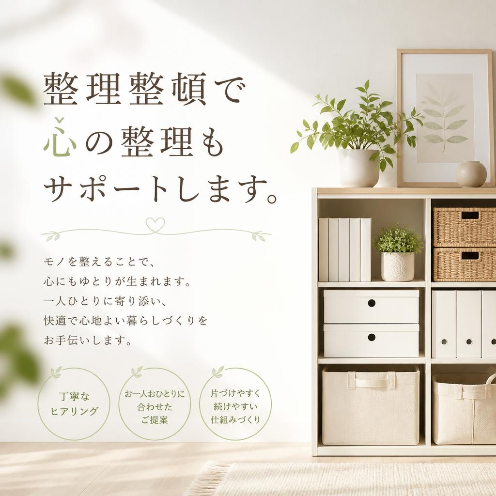 整理整頓で心の整理もサポートします。