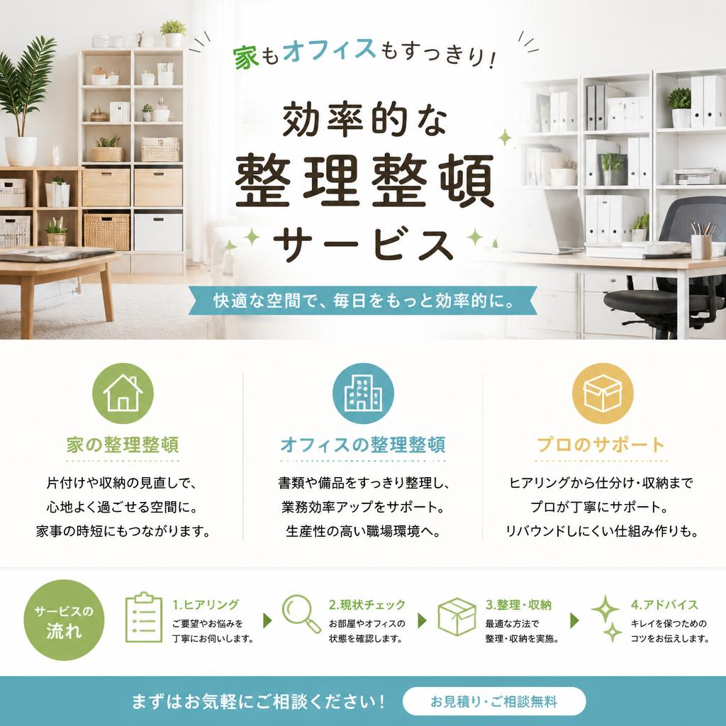 家もオフィスもすっきり！効率的な整理整頓サービス