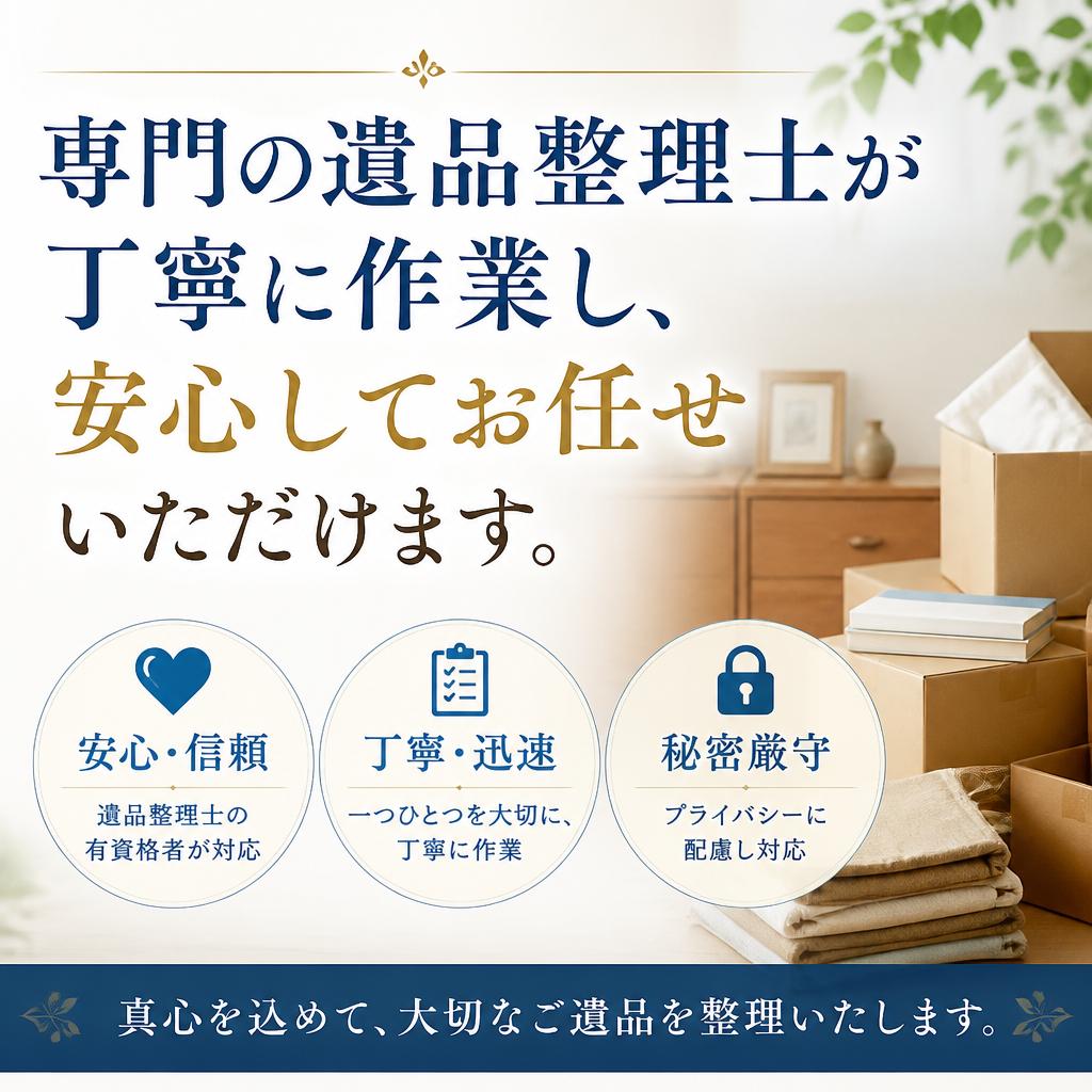 信頼の遺品整理士が対応