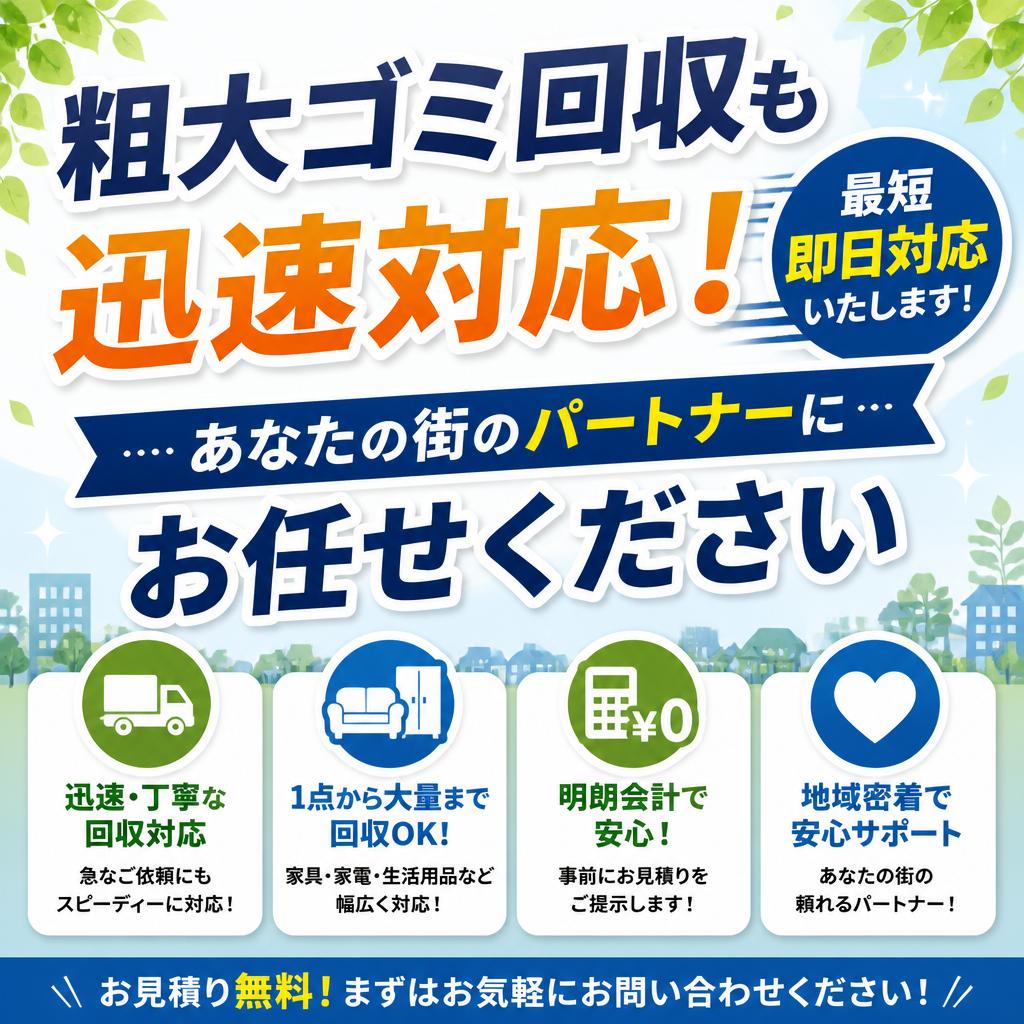 粗大ゴミ回収も迅速対応！あなたの街のパートナーにお任せください