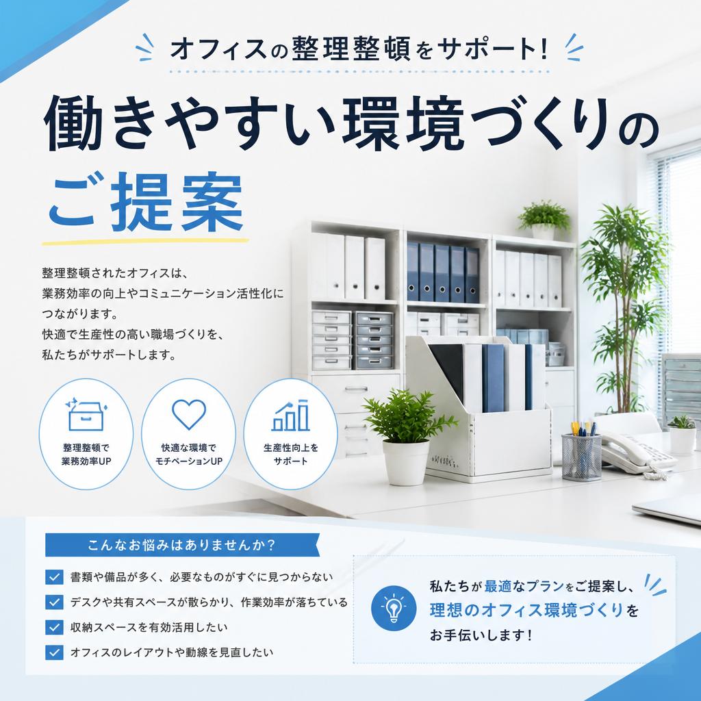「オフィスの整理整頓をサポート！働きやすい環境づくりのご提案」