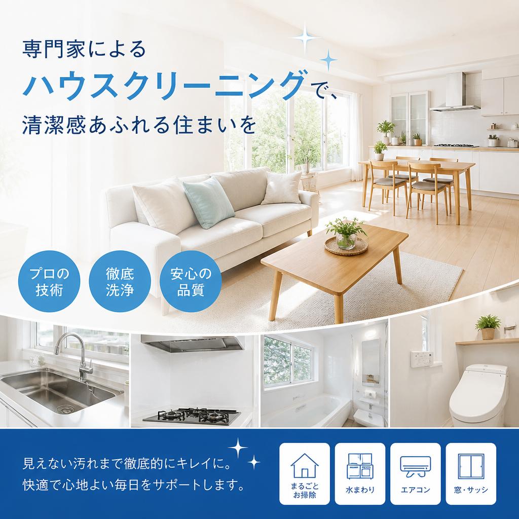 専門家によるハウスクリーニングで、清潔感あふれる住まいを