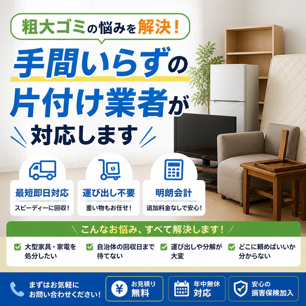 粗大ゴミの悩みを解決！手間いらずの片付け業者が対応します