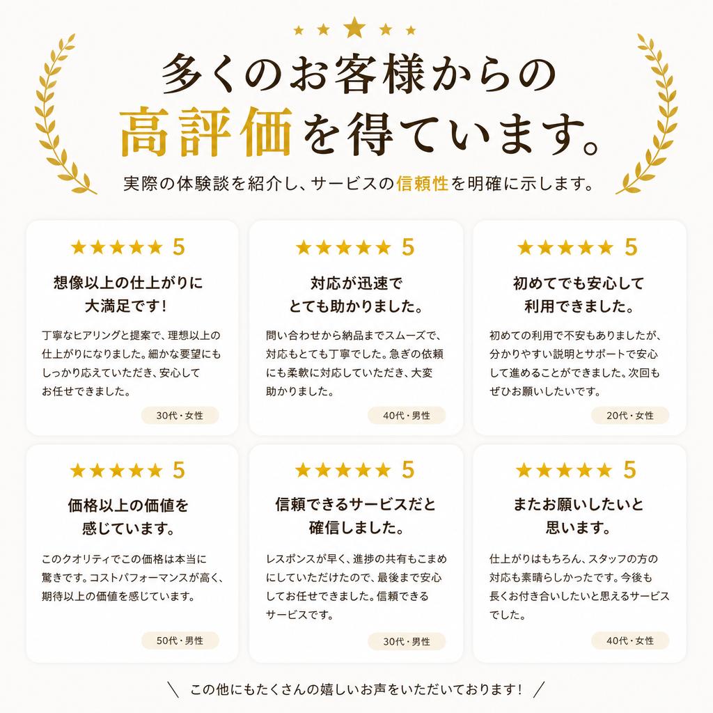 お客様の声 - 信頼の証明