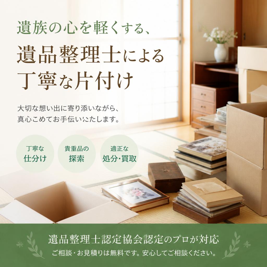 遺族の心を軽くする、遺品整理士による丁寧な片付け