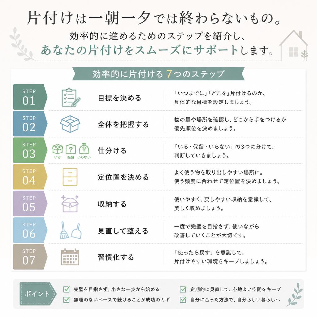 片付けのステップバイステップガイド