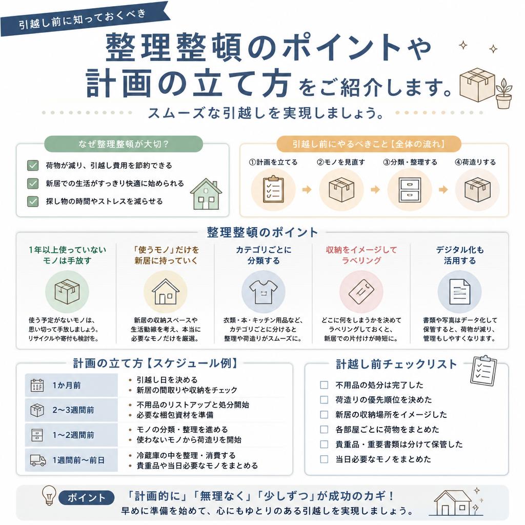 引越し前の準備と計画のコツ