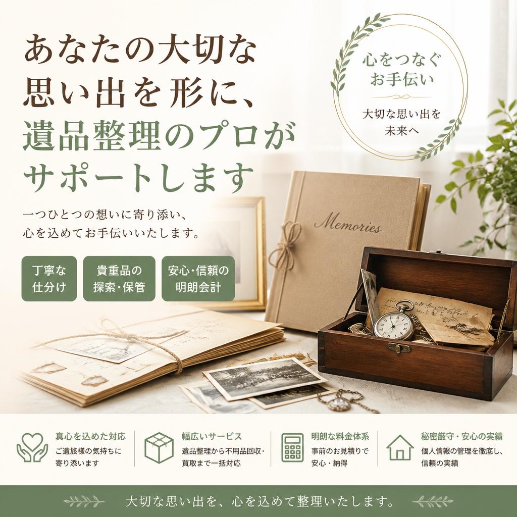 あなたの大切な思い出を形に、遺品整理のプロがサポートします