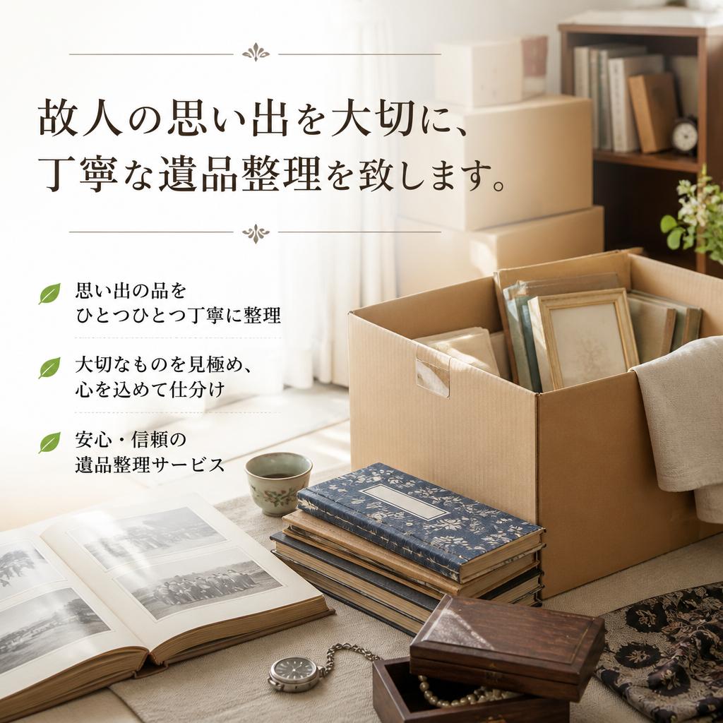 故人の思い出を大切に、丁寧な遺品整理を致します。