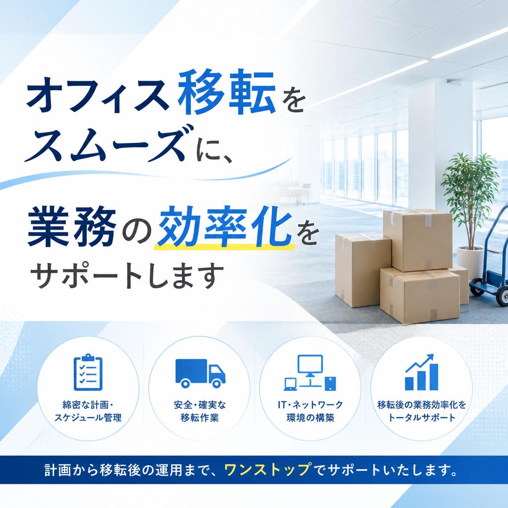 オフィス移転をスムーズに、業務の効率化をサポートします