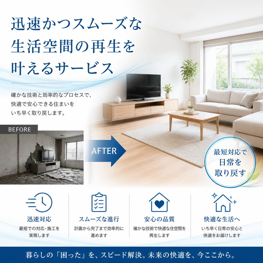 迅速かつスムーズな生活空間の再生を叶えるサービス
