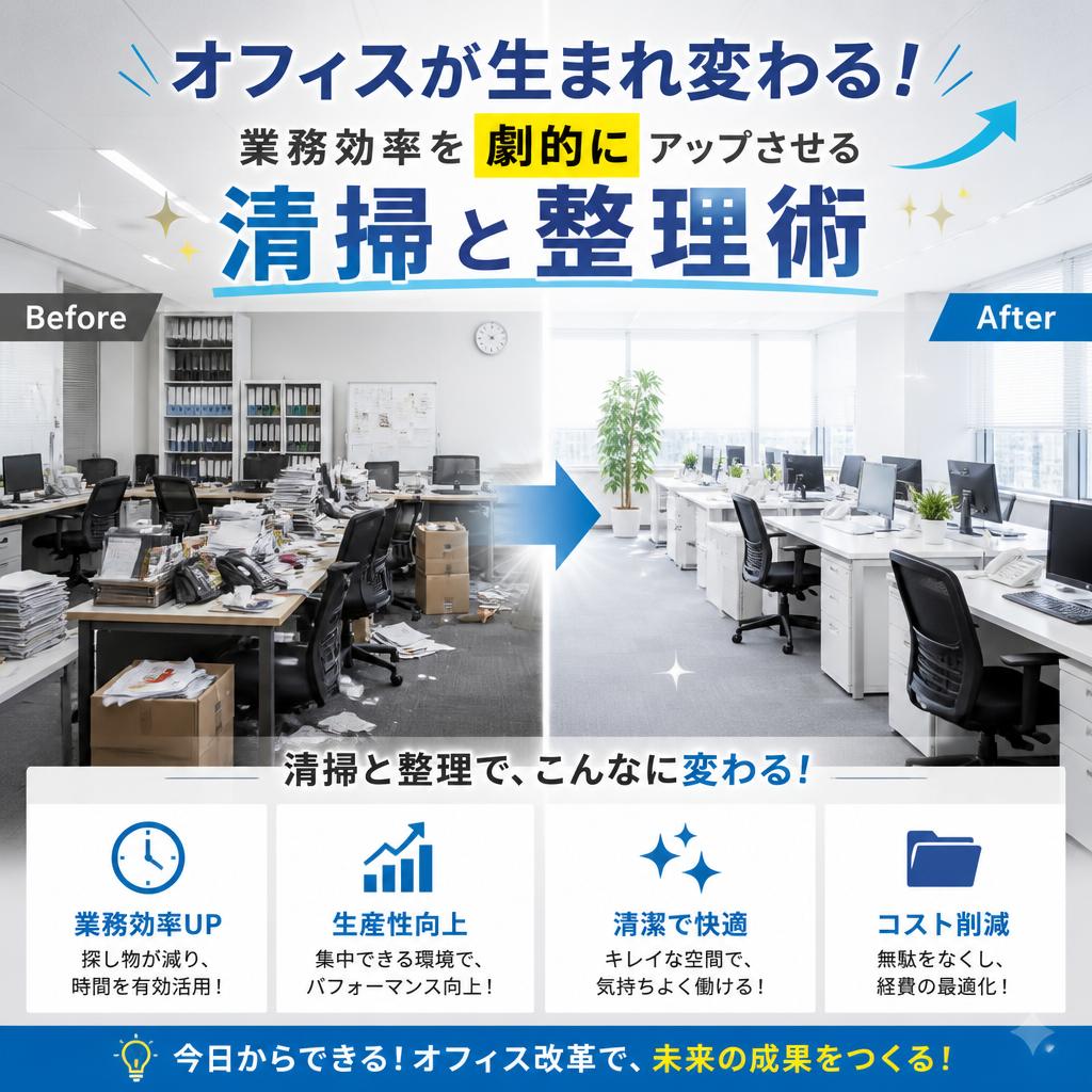 オフィスが生まれ変わる！業務効率を劇的にアップさせる清掃と整理術