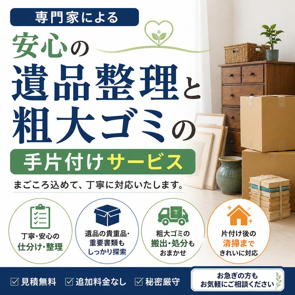 専門家による安心の遺品整理と粗大ゴミの手片付けサービス