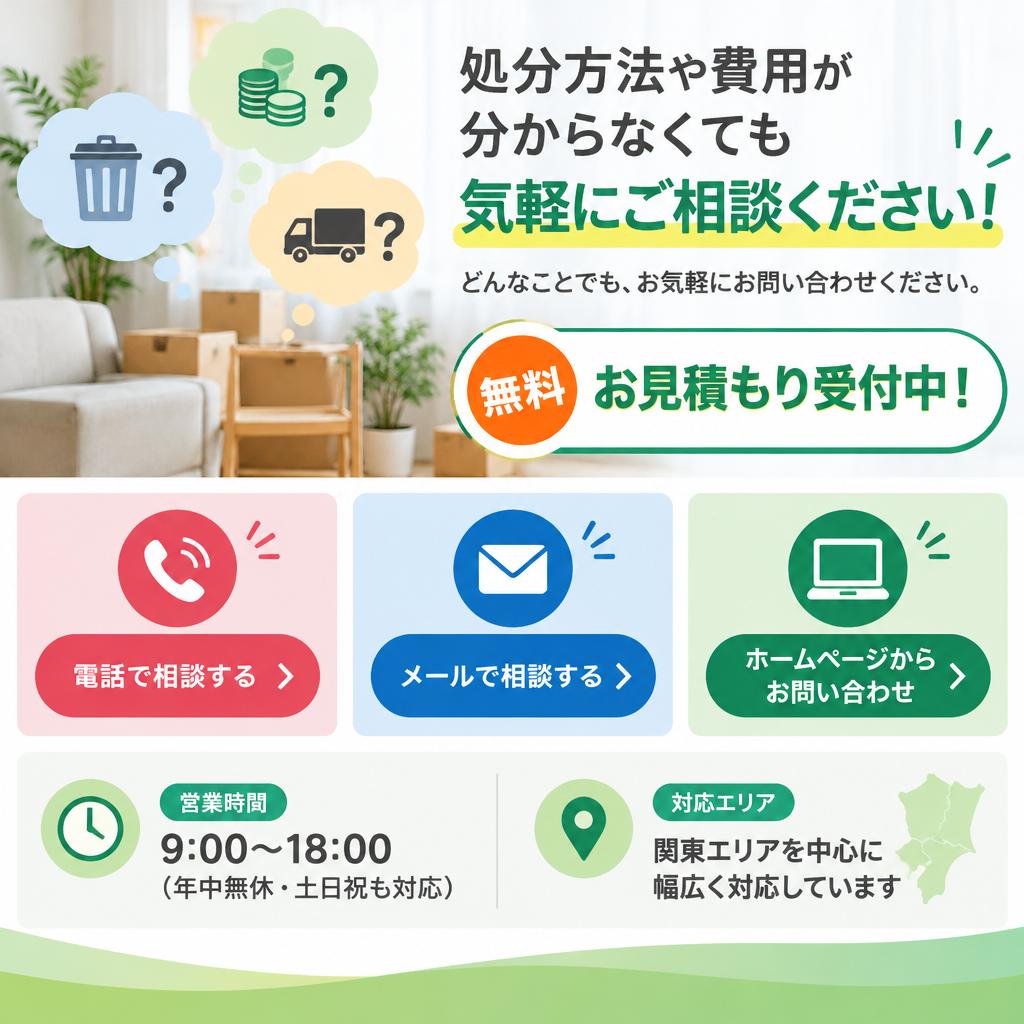 まずは無料で相談。不要品の悩みを今日からすっきり