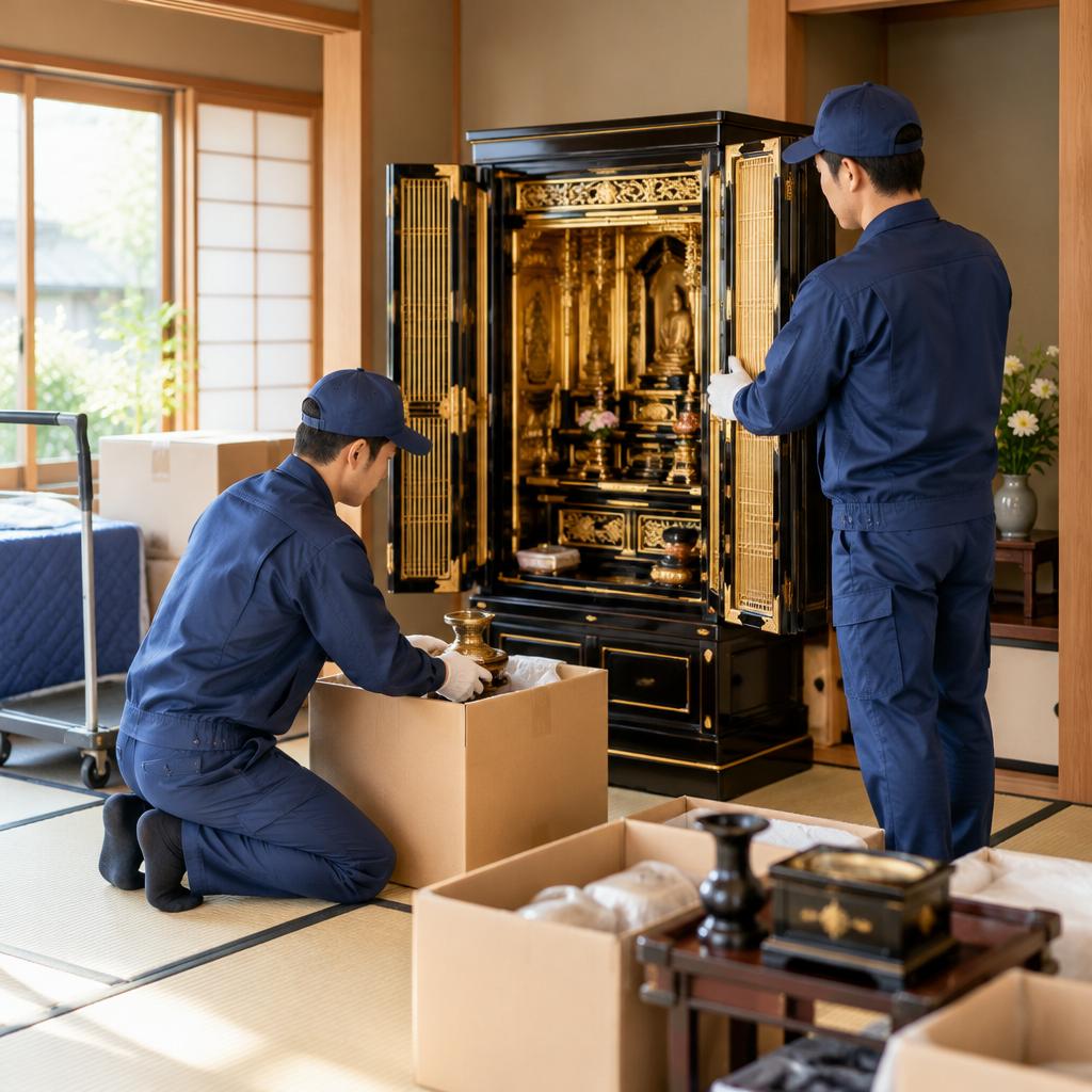 仏壇処分も、片付けも。面倒な作業はプロにお任せ。無料見積もり・即日対応で、あなたの「困った」を楽々解決します。